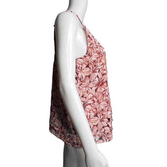 Ann Taylor Shirt Womens Medium Pink Floral Hibiscus Flower Tank Top Blouse Bloom - Picture 2 of 7